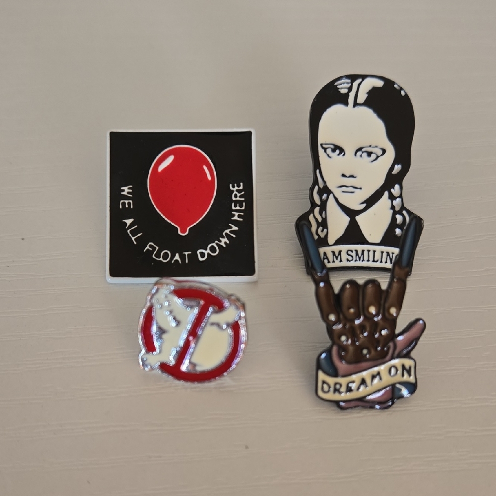 Bold Black and Red Horror Enamel Pin Collection